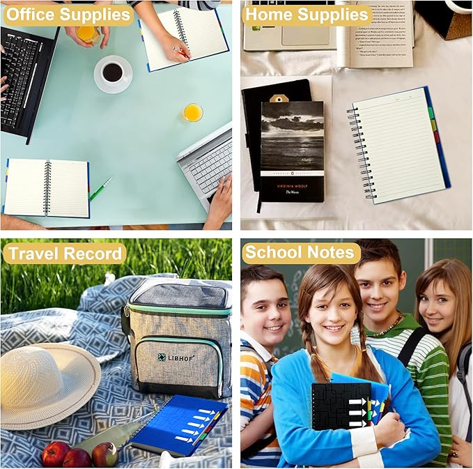 CAGIE Spiral Notebook 5x7 Small Notebooks College Ruled 5 Subject Notebook with Dividers A5 for Work Office School Supplies Journal, 240 Pages/ 120 Sheets, Blue