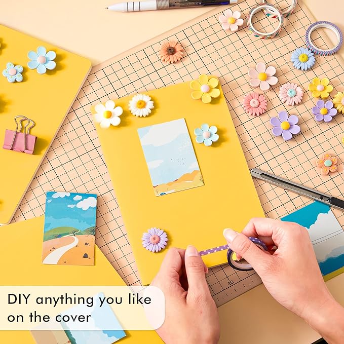 feela 8 Pack Soft Cover Journal Bulk, Notebooks College Ruled for Work, Lined Travel Journal for Women Men, Note Taking Notebook School Supplies Business Writing, 8.2” x 5.5”, A5, Yellow