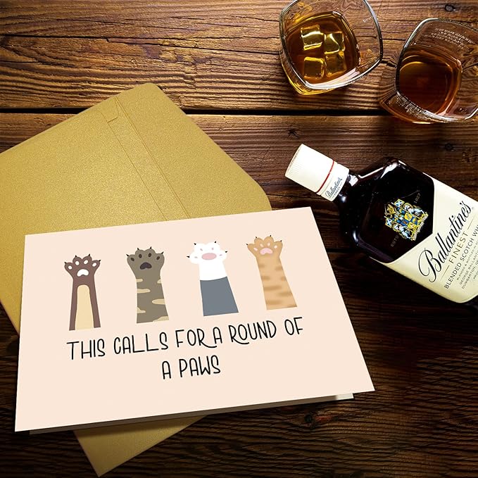 Supoeguk Funny Graduation Card for Friends, Cute Paws Congratulations Card for Him Her, Lovely Proud of You Card, New Job Card