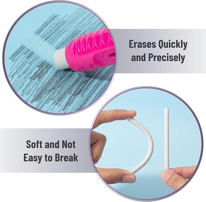 Mr. Pen- Retractable Mechanical Eraser Pen, Pack of 24, Blue & Pink Barrels with White Erasers, Pencil Eraser for Pencils, Retractable Eraser Pen, Eraser for Artists, Eraser for Pens