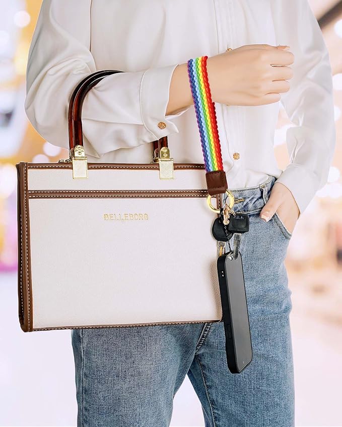 Key Chain, Stretchy Keychain Wristlet, Cute Wrist Lanyard Strap for Car Keys with D Ring for Women Men (Fish - Rainbow)