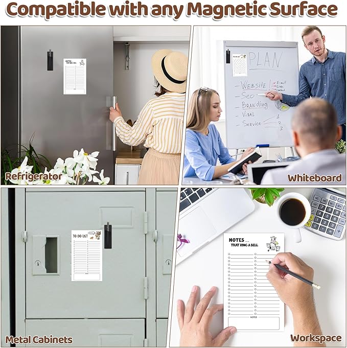 2 Pack Grocery List Magnet Pad for Fridge with Pen Holder, Total 120 Sheets Magnetic Note Pad for Fridge Full Back Magnet Shopping List, To Do List, Memo Notepads, 4.5x7.5"(Funny Animal)