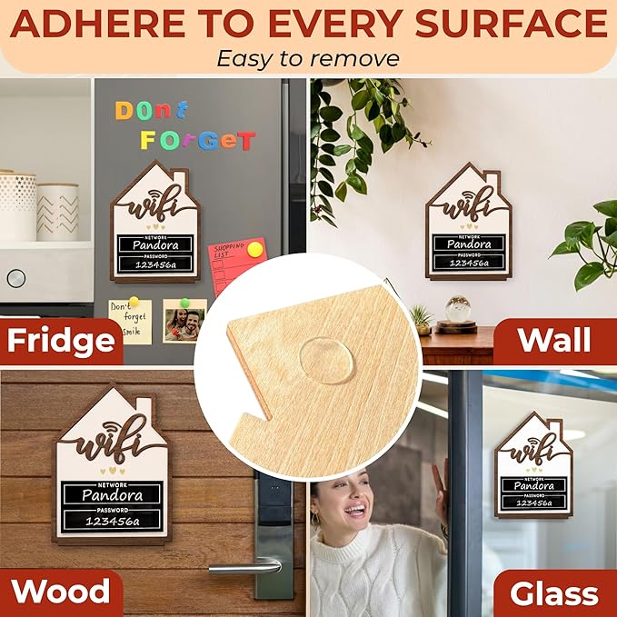 Wifi Sign For Guests - Wood Wifi Password Sign for Home Business, Wifi Board Sign Guest Bedroom Essentials, Guest Room Decor Wooden Wifi Name Sign with Erasable Pen