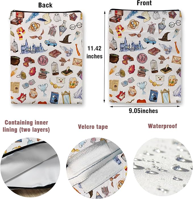 Magic Wizard Book Sleeve, Potter Merch Bookish Gift, Wizard Gift Book Covers Librarian Reader Bibliophile Bookworm Reading Lover Gift(Books Turn Muggles into Winzards) (Magic Book Sleeve-1110)