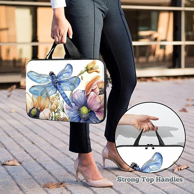 Universal Laptop Sleeve Tablet Case 12 inch, Blue Dragonfly Slim Carrying Case Durable Handbag Travel Laptop Bag for Surface Pro 9 8 7/Laptop Go 2 3, MacBook Air 11/12