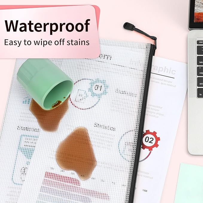 Umriox Mesh Zipper Pouch, 14.9x11.0 in (Black, 12 Packs), Extra Large Zipper Bags, Waterproof Zipper Pouches for Office Supplies, Puzzles, Board Game Storage & Cross Stitch Projects