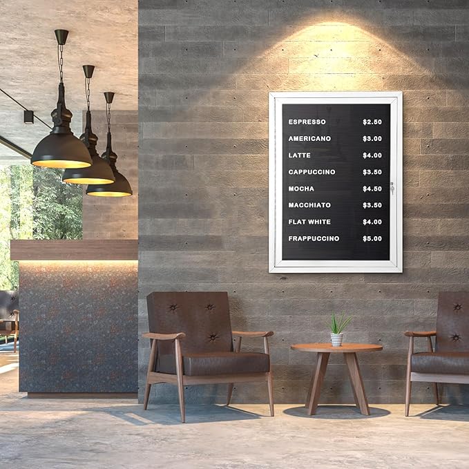 SWANCROWN Outdoor Lockable Letter Bulletin Board Shatter Resistant Display Cases Wall Mount Message Board with Swing Door,36x24 inches