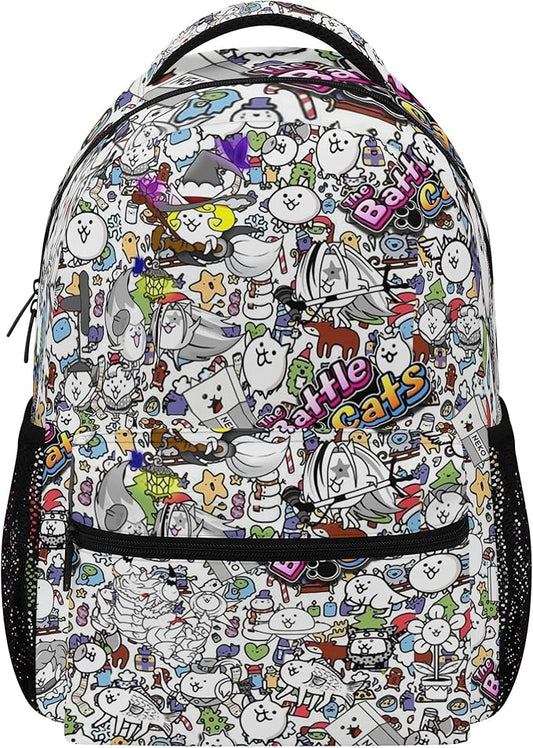 Cat Gaming Backpack Kids School Bag Lightweight Daypack Travel Laptop Bag Women Men Bookbags