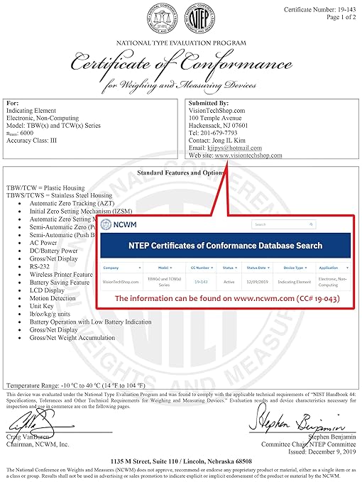 TBW-100 Bench Scale for Warehouse Industrial Shipping Scale and, Lb/Kg Switchable, 100lb Capacity, 0.02lb Readability, NTEP Legal for Trade