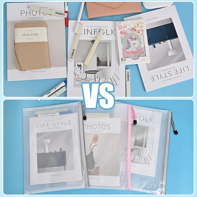 Mesh Zipper Pouch Bags,Zipper Pouches,Mesh Zipper Bags for Organizing,Storage Bags for Office Supplies,Puzzle & Board Game Storage. (A3(10 Pcs)+A4(10 Pcs))