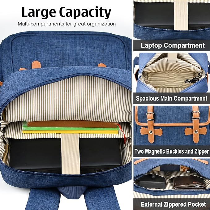 Nicole Miller Travel Laptop Backpack-Business Anti Theft Vintage Backpack with USB Charging Port-Water Resistant Computer Bag