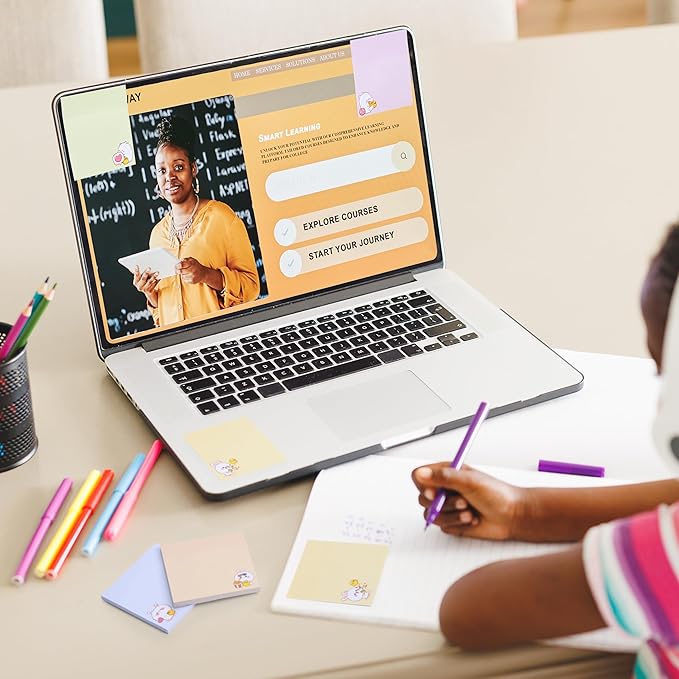 Mr. Pen- Sticky Notes, 3”x3”, 8 Pads, 400 Sheets, Cute Rabbit Sticky Notes, Sticky Pads Sticky Notes Aesthetic, Colorful Sticky Notes Bulk Sticky Notes Cute Sticky Notes for Women