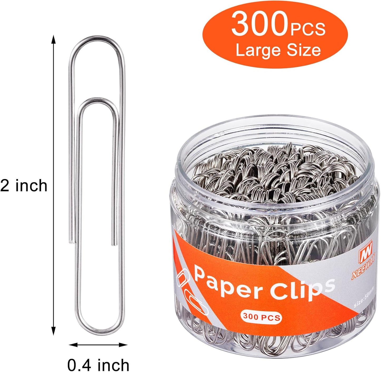 NEEWAY 300pcs Large Paper Clips, Jumbo Paper Clip, 2 Inch Paperclips