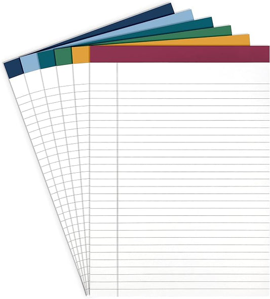 PAPERAGE Lined Legal Pads, (Jewel Tone), 6 Pack, 50 Sheets Each, Wide/Legal Ruled, Note Pads, Paper, 8.5 inches x 11 inches