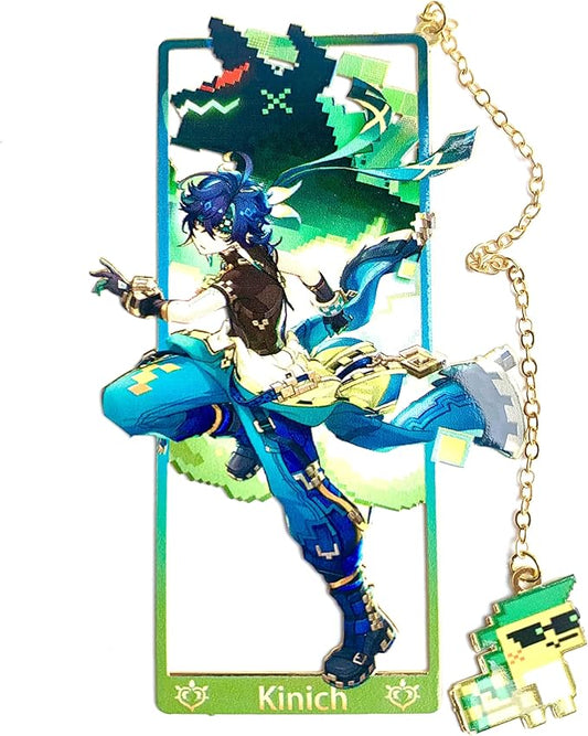 Genshin Impact Kinich Metal Bookmark - Anime Figure Merch with 3D Display Box - Birthday Gifts for Fans Friends Gamer Book Lovers - Zllada