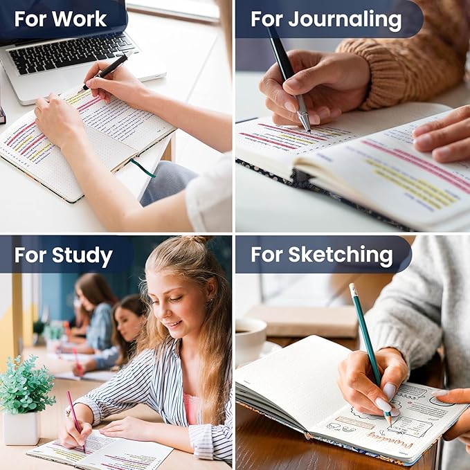 Bullet Dotted Journal Notebook for Women & Men, Hardcover Leather Journal for Writing, A5 Bullet Journaling Notebook for Work & Sketching, Perfect for Office School Home Supplies, 160 Pages, Patchwork Floral