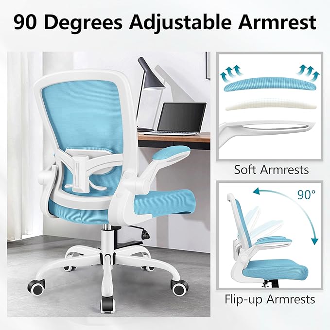 FelixKing Office Chair, Ergonomic Desk Chair Breathable Mesh Chair with Adjustable High Back Lumbar Support Flip-up Armrests, Executive Rolling Swivel Comfy Task Computer Chair for Home Office