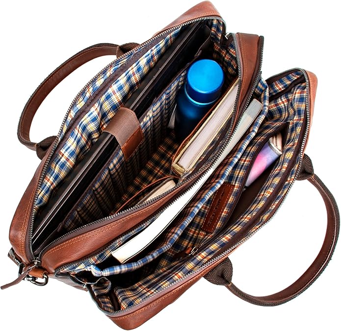 Marc Peter Hamilton Real Leather Business Bag for Men and Women | 15.6 inch Laptop Bag | Shoulder Bag for Men