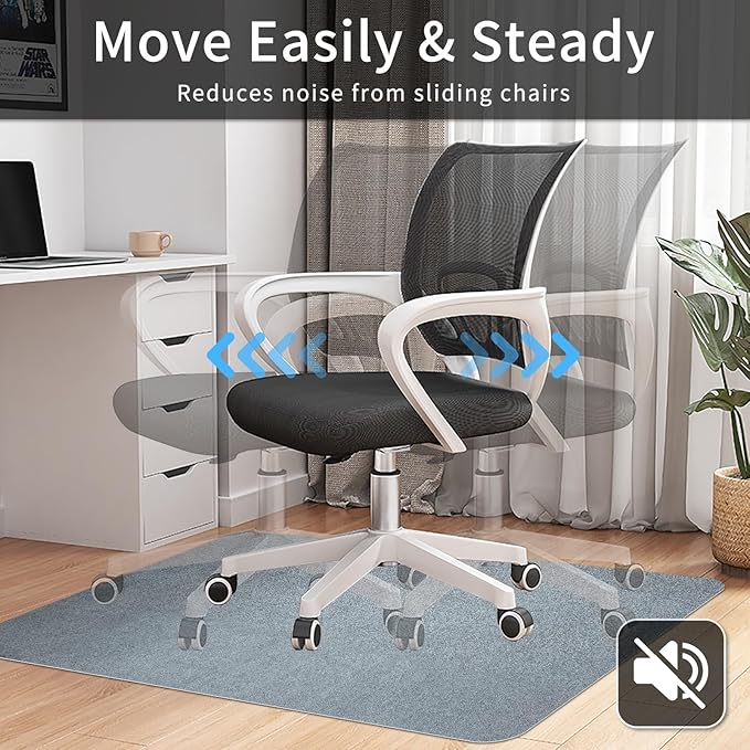 SHAREWIN Office Chair Mat for Hardwood/Tile Floor, 55"x35" Computer Gaming Chair Mat, Under Desk Low Pile Office Rug, Easy-Clean Floor Protector Mat, Dark Grey