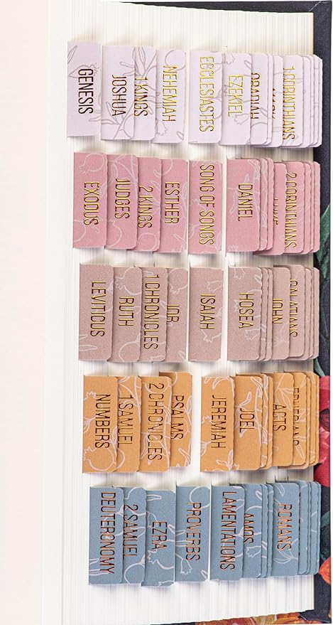 DiverseBee Laminated Bible Tabs (Gold Embossed Lettering), Bible Study Journaling Supplies, Bible Book Tabs, 73 Bible Tabs for Women and Men, Includes 4 Blank Tabs (Honeydew)