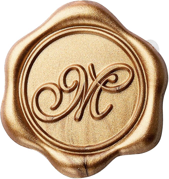 Yoption Initial M Wax Seal Stickers, 100 Pack Gold Self Adhesive Letter Envelope Seal Stickers for Wedding Party Birthday Christmas (M)