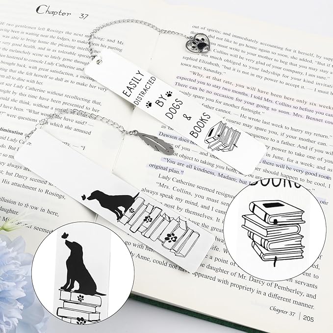 2Pcs Dog Bookmark for Women Men Dog Mom Dog Lover Gifts Bulk Funny Bookmarks Cute Metal Book Mark Dog Bookmarks for Book Lovers Birthday Gifts for Reader Coworker Friends Adults Dog Owner Lover