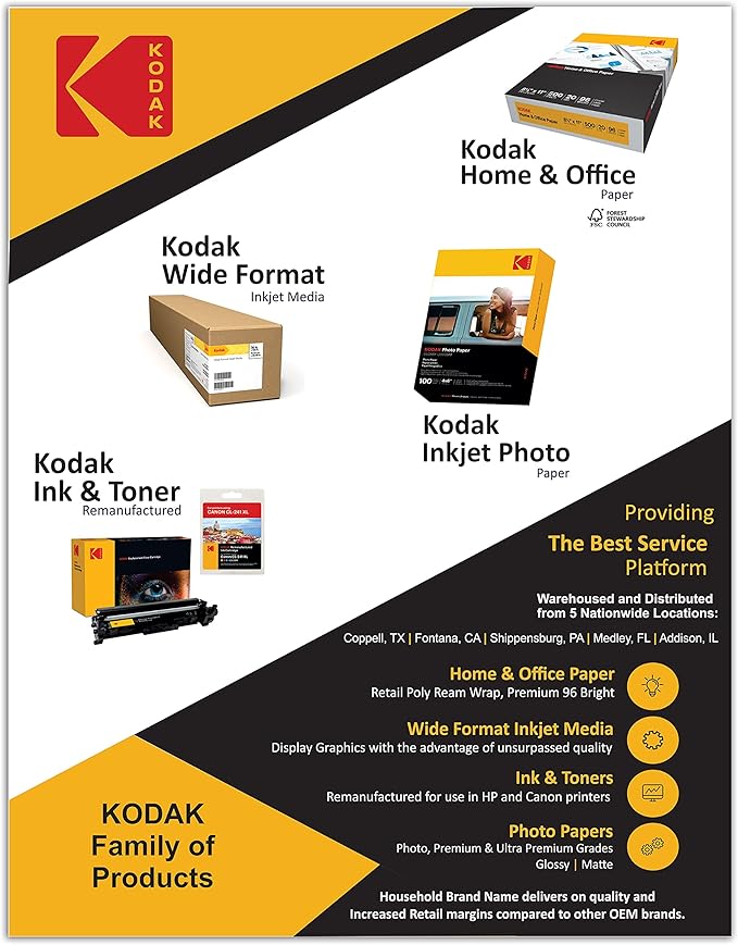 Kodak photo paper 8.5 x 11 glossy, 50 counts 66 lb - 240 g/m (3510-164)