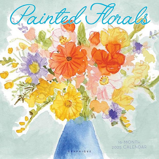 Graphique 2025 Pained Florals Wall Calendar | 12” x 12” | Thick Paper | Home & Office Organizer | Large Monthly Grid | 3 Languages & Marked Holidays | 4 Month Preview Page for 2026