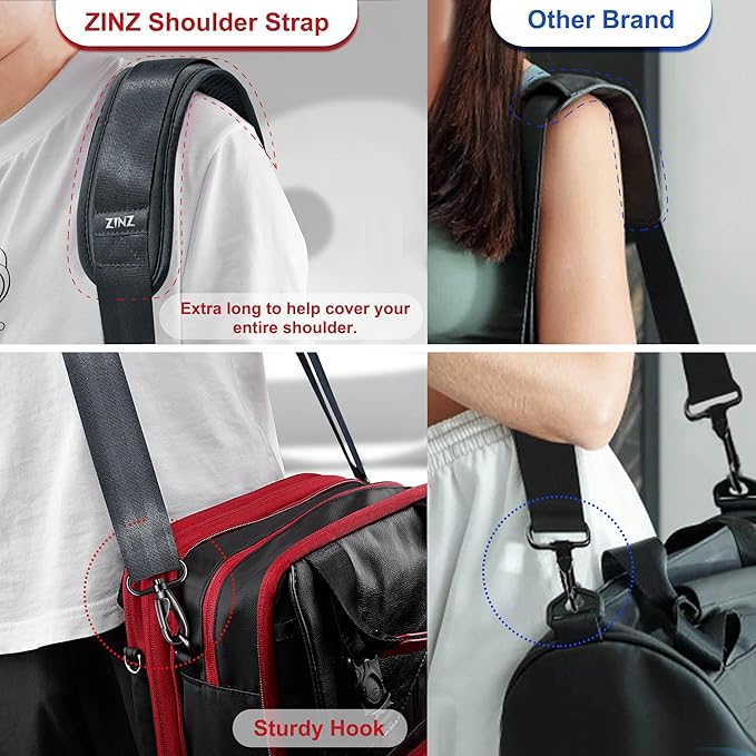ZINZ 75" Shoulder Strap with Fixed Pad and Dual Balanced Buckles，Dark Gray