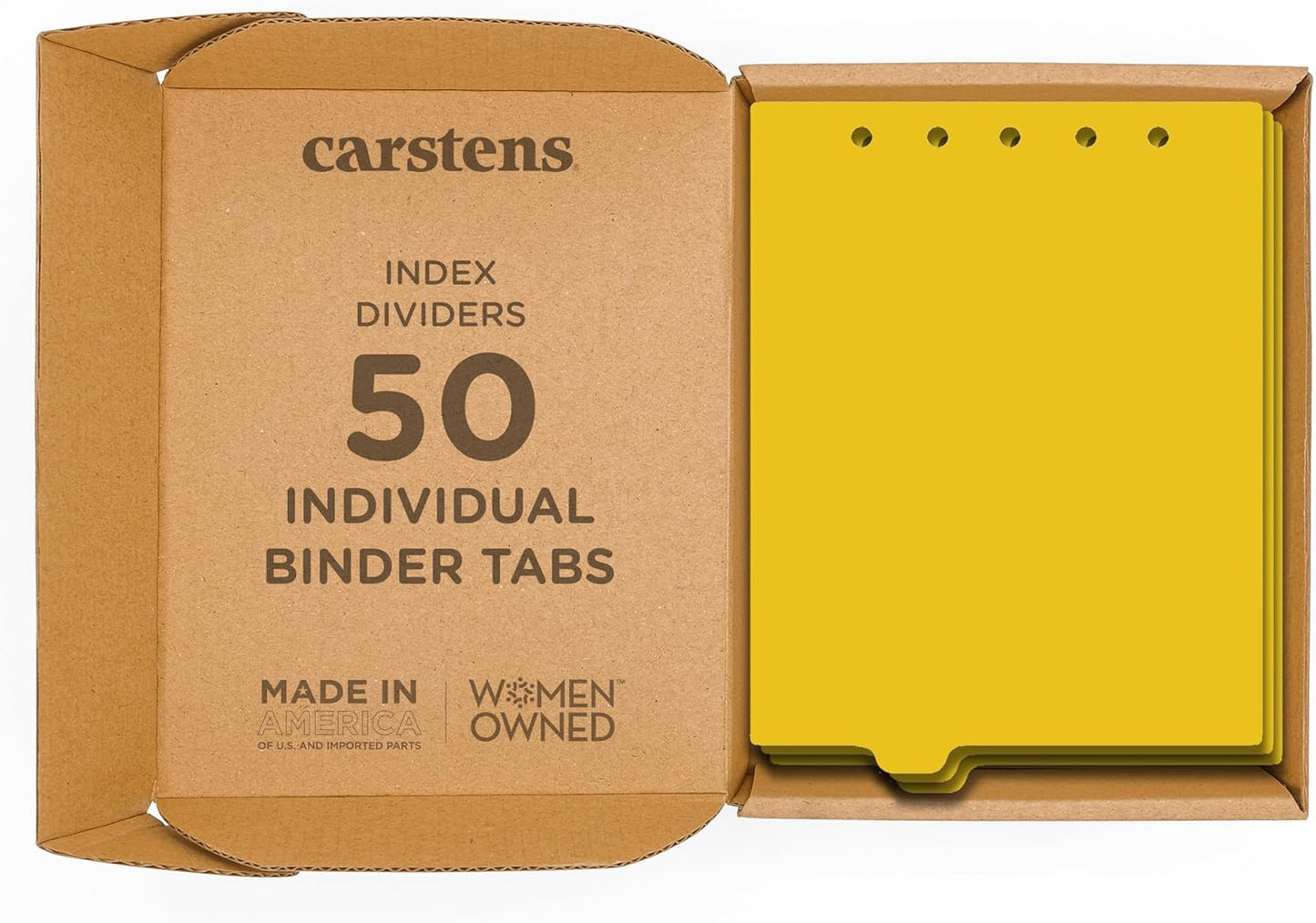 Carstens - Heavy Duty Plastic Ring Binder Dividers, Bottom Tab, 1/9 Cut, Tab 3 Position, US Letter, Yellow, Case of 50, (2619-03CS) - Ideal Medical Chart Dividers or Index Tabs for 3 Ring Binders