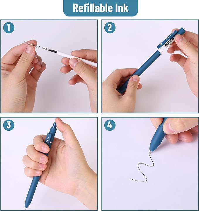 Mr. Pen- Retractable Gel Pens, 12 Pack, Morandi and Vintage Barrels, Black Gel Pens, Fast Dry, Gel Pens Fine Point 0.5mm, Retractable Pens, Cute Pens, Gel Ink Pens, Aesthetic Pens for Journaling