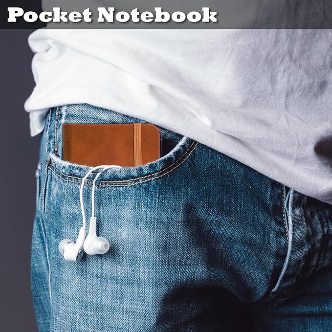 8 Pack Pocket Notebook Small Notebook, 3" x 4.4" Journal Notebook Hardcover with Thick Lined Paper, 200 Pages Leather Cover Mini Journal Notepad (Brown)