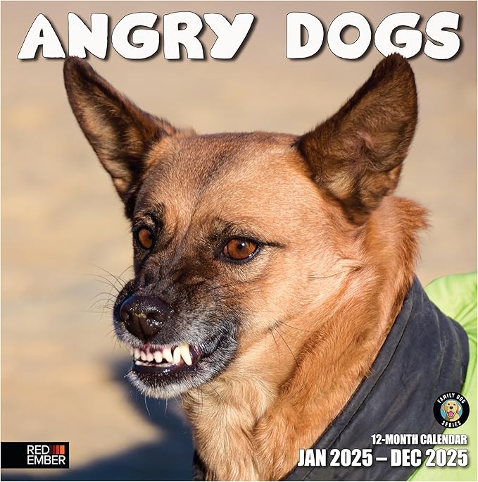 RED EMBER Angry Dogs 2025 Wall Calendar 12 Month | 12" x 24" Open | Thick & Sturdy Paper | Giftable | Calendar 2025