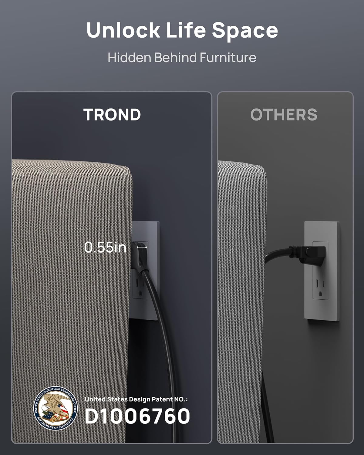 TROND Power Strip Surge Protector 10 ft Cord, 4000 Joules, ETL Listed, 13 Widely-Spaced Outlets Expansion with USB C Ports, Low-Profile Flat Plug, Wall Mount, Extension Cord, 14AWG Heavy Duty, Black