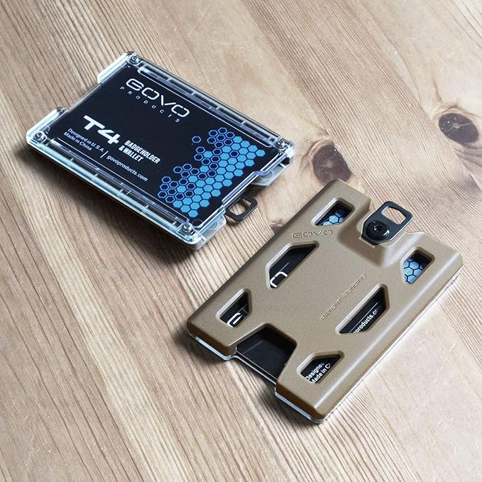 GOVO T4 Badge Holder No-Clip Version - Durable Polycarbonate ID Card Holder Holds 1 to 4 Cards