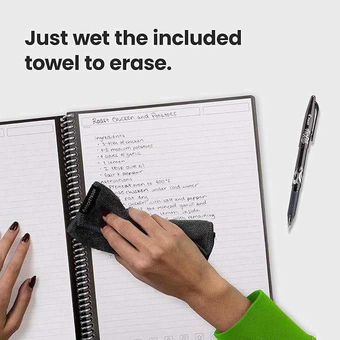 Rocketbook New Core Reusable Spiral Notebook, Executive Size 6x8.8, Navy Blue - Lined Pages, App-Connected, Erasable, Durable Cover, Ideal for School, Work, and Creative Projects (Pack of 1)