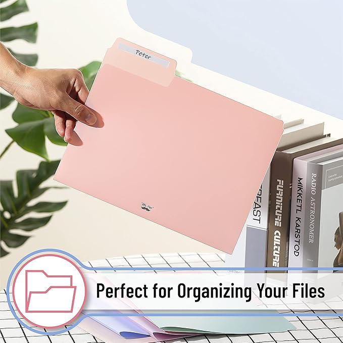 Mr. Pen- Pastel Poly File Folders, 1/3 Cut Tab, 6 Pack, Letter Size, Colored Letter Office Supplies File Folders