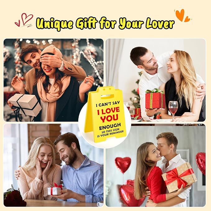 MBL Boyfriend Girlfriend Wife Husband Gifts, I Love You - Funny Cute Small Desk Sign for Couple Fiance Wife Husband Him Her Birthday Christmas Stocking Stuffers Valentine's Day Gifts