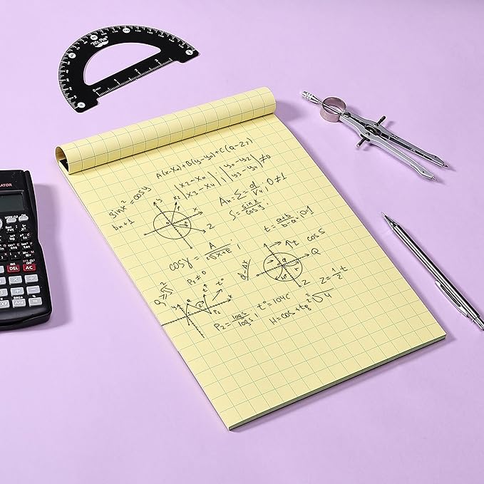 Mr. Pen- Graph Paper, 2x2 (2 Squares per inch), 8.5"x11", 55 Sheets, Yellow, Grid Paper, Graphing Paper, Math Graph Paper Pad, Grid Paper Pad, 1/2 Inch Graph Paper, Square Paper, Math Paper