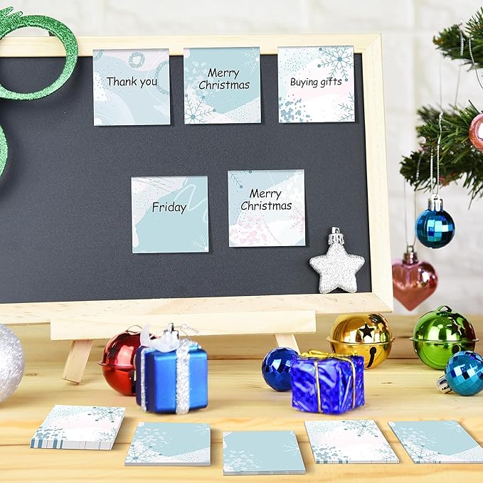 16 Pieces Christmas Winter Snowflake Sticky Notes Winter Snowflake Design Self-Adhesive Note Pads Sticky Memo Notes for School Office Home Supplies Students Teachers Present