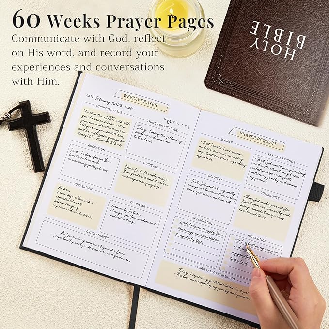 JUBTIC Prayer Journal for Woman, Christian Planner, Bible Journal with Verse, 60 Weeks Scripture, Faith & Devotional Journal, Bible Study Notebooks for Note Taking, Christian Gifts,Record Book
