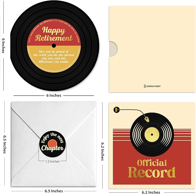 Happy Retirement Card, Best Retirement Gift 2025 For Woman or Man, Retiring Congratulation Card For Boss Friends Teacher, Officially Retired Vinyl, Coworker Leaving Card (Gold Foil), Farewell Gifts