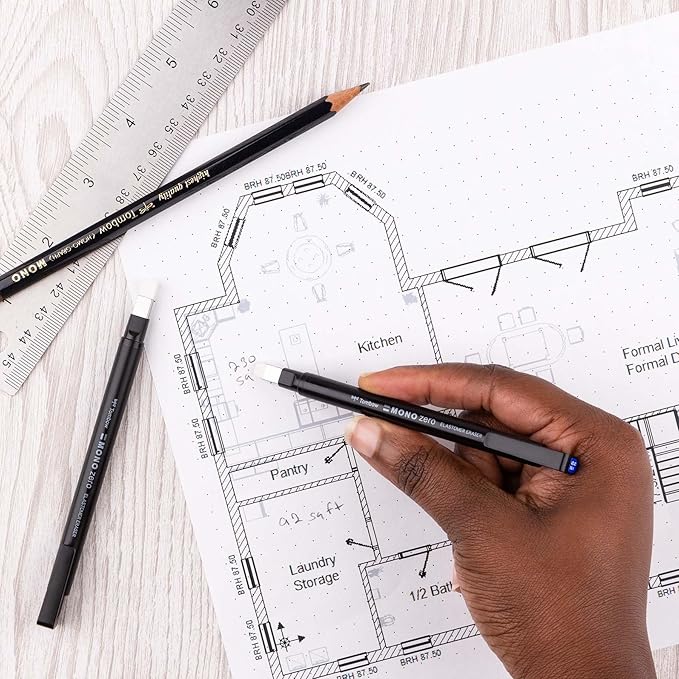 Tombow 57317 Mono Zero Eraser Value Pack, Rectangle 2.5mm. Precision Tip Pen-Style Eraser with Refill