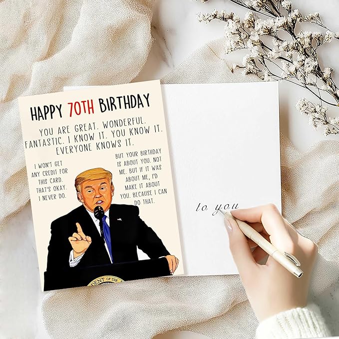 Funny Trump 70th Birthday Card for Women Men, Humor Donald Birthday Gifts for 70 Year Old Men Women, Happy 70th Birthday Decorations for Dad Mom Grandpa Grandma