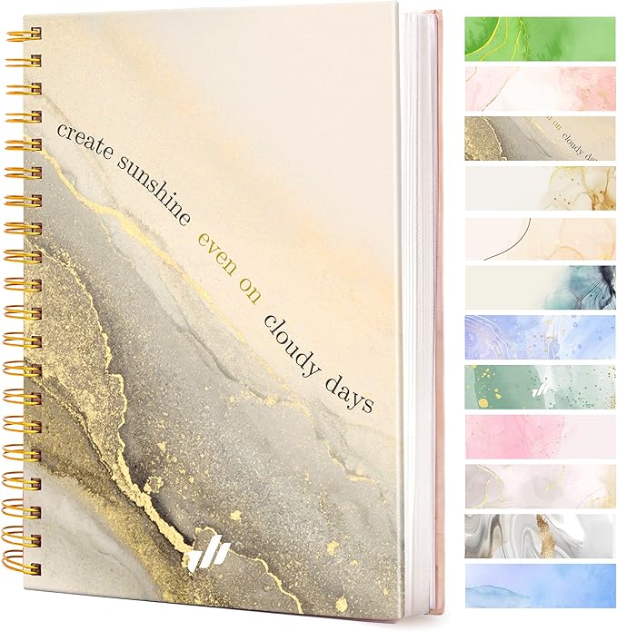 Journals For Writing - 10.25" X 7.25" 300 Pages, Hardcover Spiral Notebook College Ruled, Spiral Journal For Women, Large Journal, Women's Journal (Create Sunshine) Marble