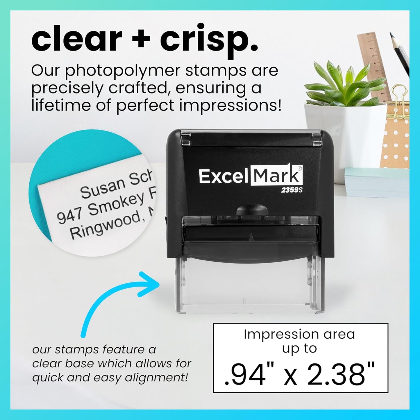 ExcelMark Custom Rubber Stamp – Clean & Easy Stamping – Personalized Self-Inking Stamp (Large)