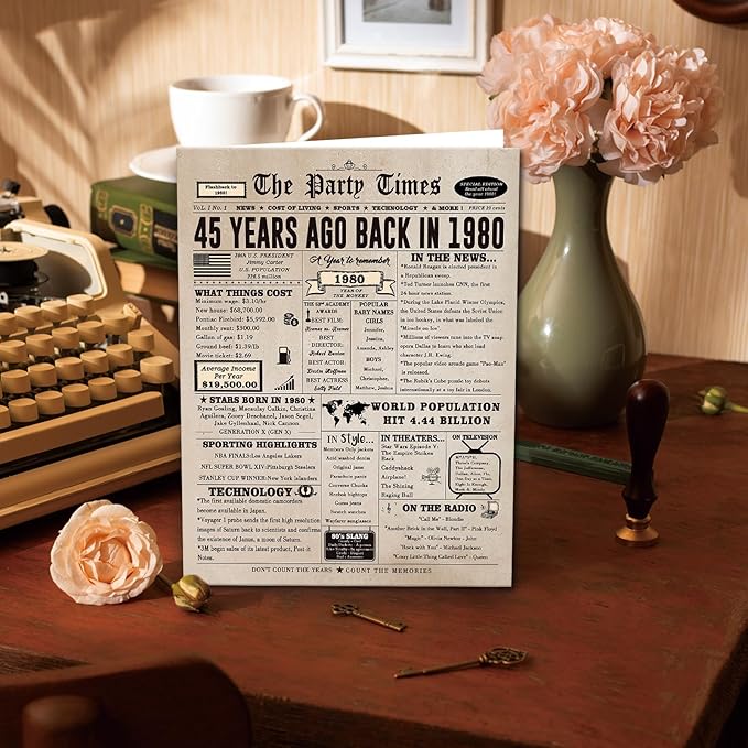 Ziwenhu Jumbo 45th Birthday Gift for Women Men,Happy 45 Year Old Birthday Card for Husband Wife,45th Birthday Gift Idea for Him Her,45th Birthday Decorations