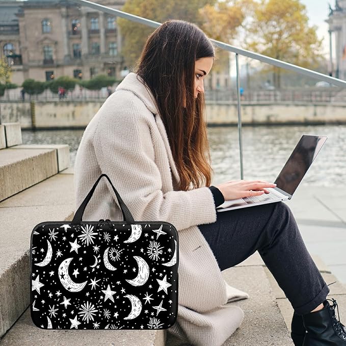Universal Laptop Sleeve Tablet Case 12 inch, Moons Stars Slim Carrying Case Durable Handbag Travel Laptop Bag for Surface Pro 9 8 7/Laptop Go 2 3, MacBook Air 11/12