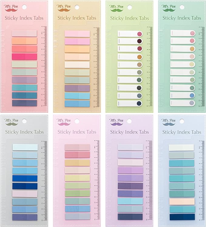 Mr. Pen- Colorful Sticky Tabs, 1600 Pcs, Transparent Page Markers, Annotating Book Tabs