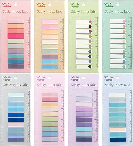 Mr. Pen- Colorful Sticky Tabs, 1600 Pcs, Transparent Page Markers, Annotating Book Tabs
